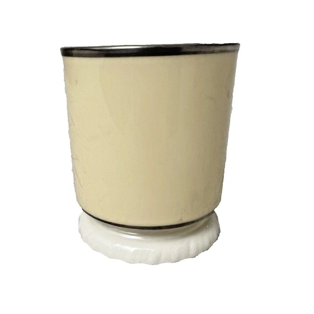Lenox Cigar/Cigarette Container Ivory W/Silver Vintage  2 1/4" Round